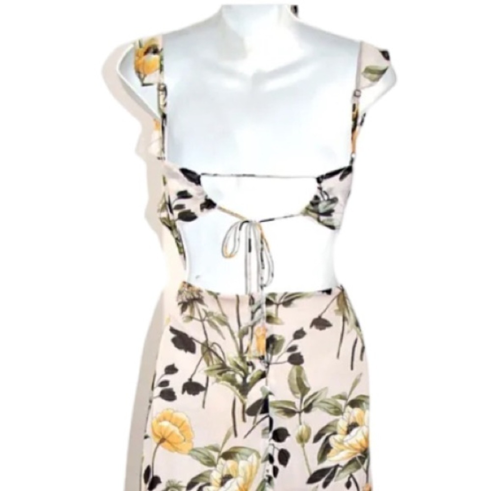 Secret Mission Dress Celia Georgette Maxi Dress in Yellow Poppy Floral NWT - Picture 6 of 9